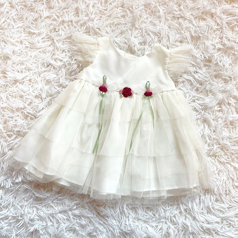 Bonnie Jean • Baby 0-3M Ivory Tulle Rosette Special Occasion Dress